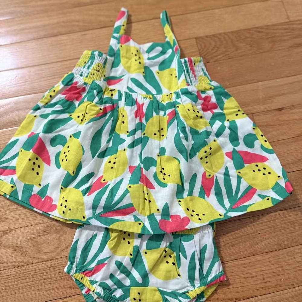 Hanna Andersson baby Poplin Dress & Bloomer Set, 12-18m